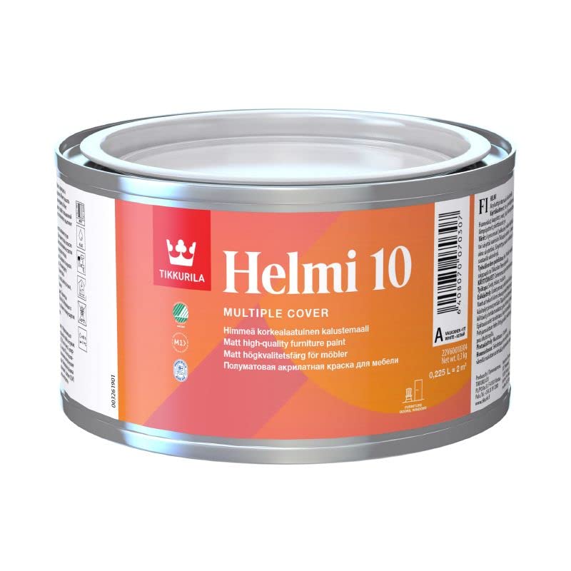 TIKKURILA Helmi 10 Matt Paint for Kitchen Cupboards, Furniture & MDF | Durable Interior Wood Finish - 0.25 Litres