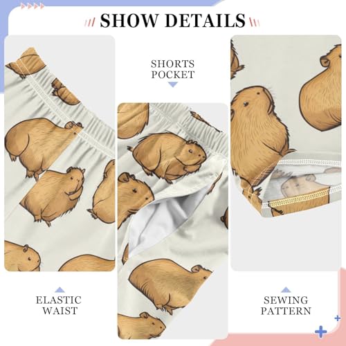 Boys' Pants Brown Capybara Long Bottoms Jogger Pants Elastic Waist Trousers with Pockets S-XL4