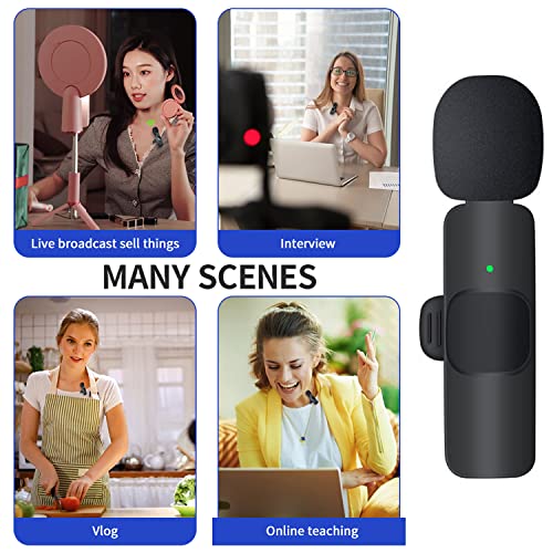 Image of Professional Grade K8 Wireless Microphone for Type C Mobile and iPhone Wireless Microphone for Voice Recording YouTube ASMR Interview and Live Video Recording (Black, 1 Set)