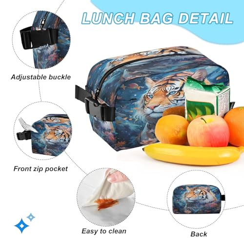 Sac à dos étudiant tigre aquarelle durable et sac repas étanche