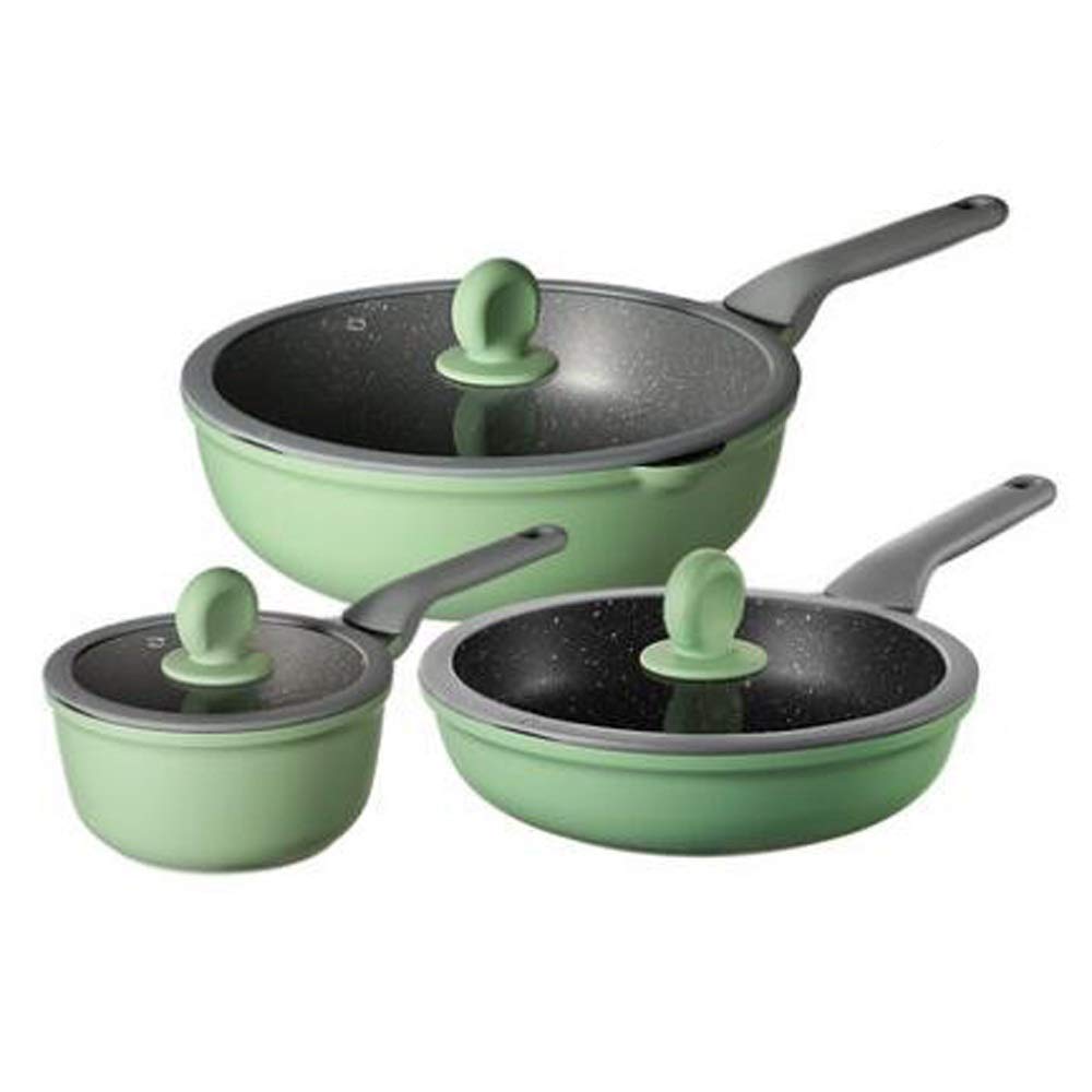 Kochgeschirr-Kit-Kochgeschirrset-Suppen-Topf-Pfanne Kochwerkzeug Nicht-Schicht-Küche Induktion Kocher Milch Pot Nudeln Wok Hotpot Auflauf (Größe: Set Mahlzeit 2) ()