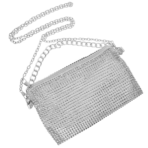 Angoily Bolso Bandolera Vintage para Mujer con Cadena en Color Plata Bolso de Hombro de Pu Práctico y Elegante Diseño Delicado para Oficina y Fiesta