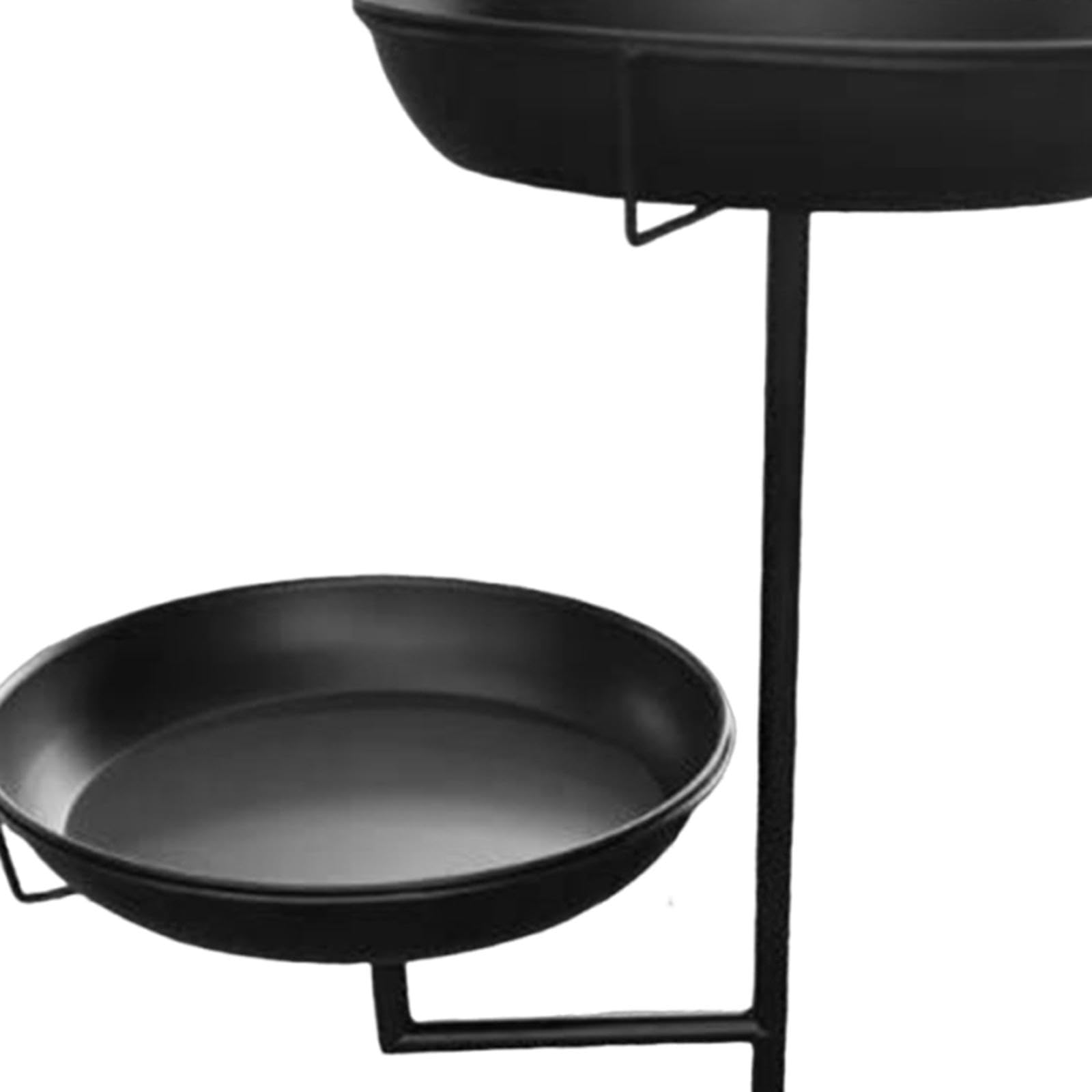 Fenteer Bebedero para Pájaros Plato de Alimentación Bandeja para Aves Cuenco para Exterior Hecho de Hierro con Acabado Decorativo Elegante Adecuado P, Negro