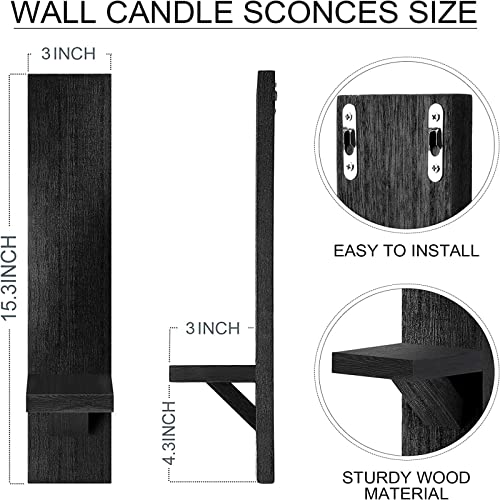 Potchen Set Of 4 Wall Sconces Candle Holder Mount Decorative Wood Holders Black Decor Rustic Hanging Shelf Living Room Decoration For Farmhouse Bathroom Bedroom Vase #TOP1