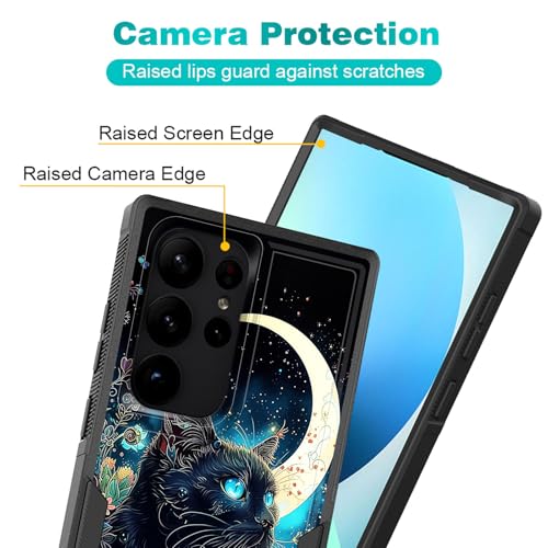KJFHDJFDH for Galaxy S25 Ultra Case,Dual Layer Hybrid Heavy Duty Rugged Shockproof Hard PC +Soft Silicone Protective Case for Samsung Galaxy S25 Ultra 6.9 inch,Black Cat Floral Moon - image 4