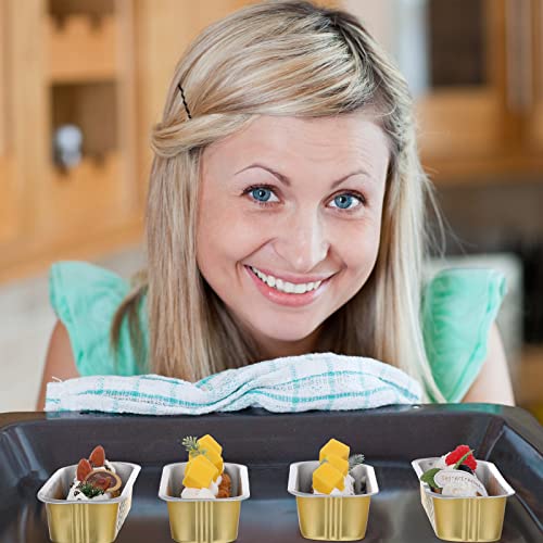 Gandeer 100 Pack Aluminum Foil Mini Loaf Pans With Lids 6.5 X 2.5 1.2 In Disposable Rectangle Baking Cups Spoons Muffin Tins Brownie Pan Ramekin Or Bread Container (Gold Silver) #TOP2