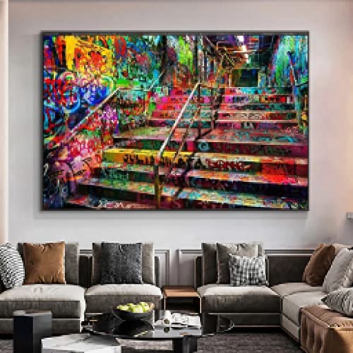 Tableau street art abstrait 40x60 cm graffiti pour decoration salon