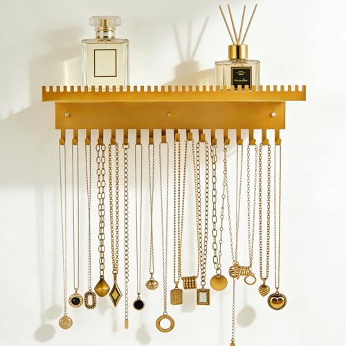 Wall Jewelry Organizer, Wall Mounted Necklace Holder with Screwdriver