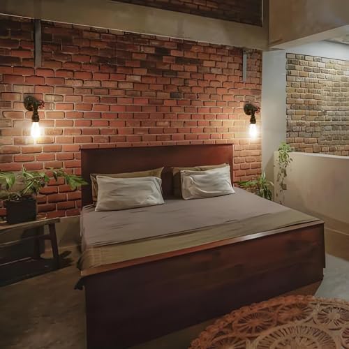 Image of Kawell Vintage Wall Light Fixtures Industrial Retro Wall Sconce Light Creative Water Pipe Wall Lamp Iron Art Single E26 60W Max for Bedroom Kitchen Restaurant Loft Cafe Bar Hallway, Gold