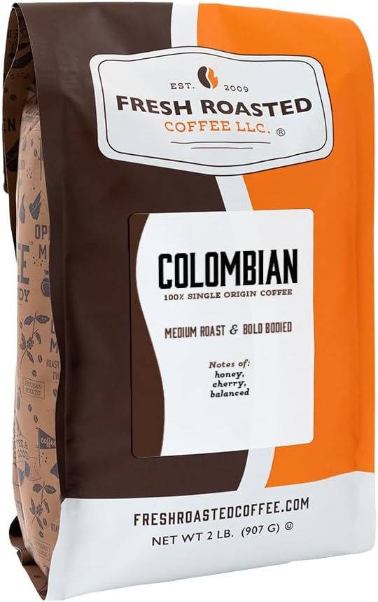 100% Colombian, 2 lb (32 oz), Medium Roast, Kosher, Whole Bean