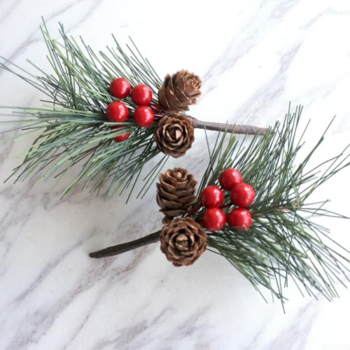 WIIYENA 12 piezas de decoración navideña de bayas de piña, arreglos de mesa rústica, centro de mesa festivo, exhibición de estilo natural