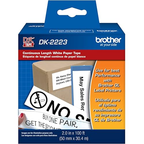 Image of Brother Printer Continuous Length White Paper Tape (DK2223) 50mm x 30.4 Month