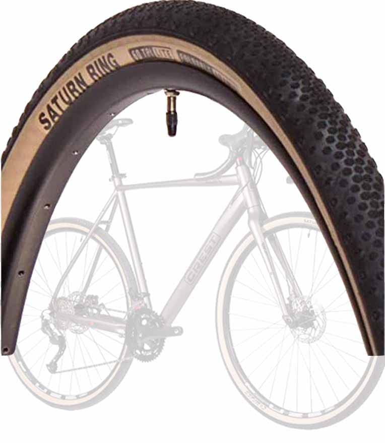 FK Cycling Saturn Ring 29'' 40-622 60tpi Folding Gravel Bike Tyre Black with Brown, 700 * 38c - Image 3