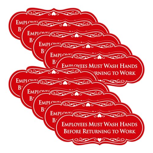 Signs ByLITA Designer Employees Must Wash Hands Before Returning to Work Sign - Durable Material and Easy Installation ‌(Red) - Medium (10 Pack)