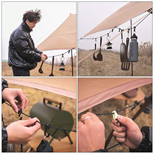 ULTECHNOVO 4. 3 Metros Reflexivo Acampamento Cordão Cinta Corda Varal de Secagem Com Ganchos