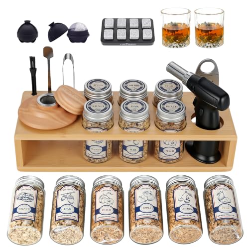 HMYBAR&reg;26pcs Whiskey Smoker Kit with Torch | Cocktail Smoker Infuser Kit | Old Fashioned Drink...