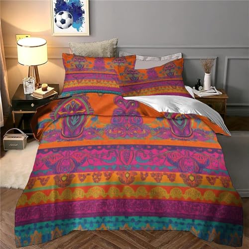 Housse de couette microfibre de qualité supérieure parure 140x200 ethnique vibrante