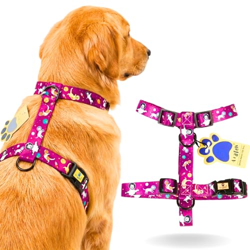 Image of A+a Pets' H-Harness for Dogs, Cats | Soft Premium Waterproof (Animal Galaxy, L)