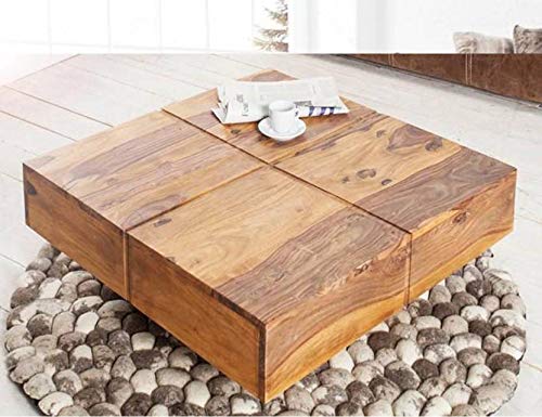 Wooden Center Coffee Table for Living Room, Centre Coffee Table for Outdoor & Garden, Sheesham Wood, Teak Finish-image-8