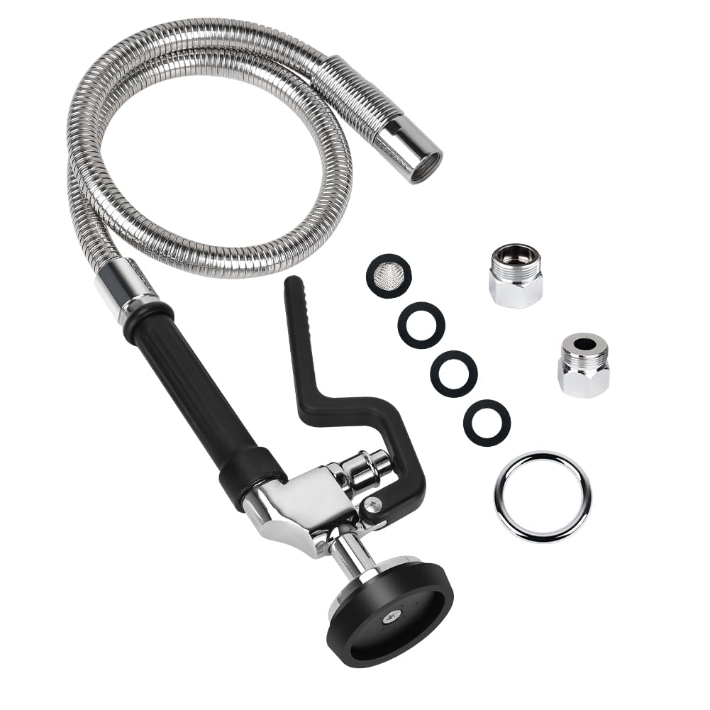 Photo 1 of Pre Rinse Hose with Sprayer Valve, 38 Inch Commercial Dish Spray Hose with Spray Head for Commercial Restaurant Kitchen Faucet -Black