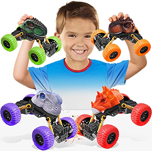 Dinosaur Toys for Kids 3-5 Toys for 3 Year Old Boys - 4 Drive Toys for 5 Year Old Boys Cars for Kids Toys for 4 Year Old Boys Gifts for 2 3 4 5 6 Year Old Boys Toys Birthday Gift