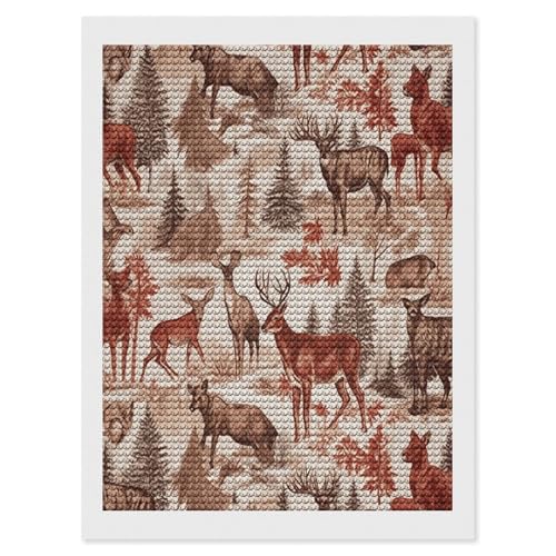 Broderie diamant kit complet ours et cerfs canevas strass brillant