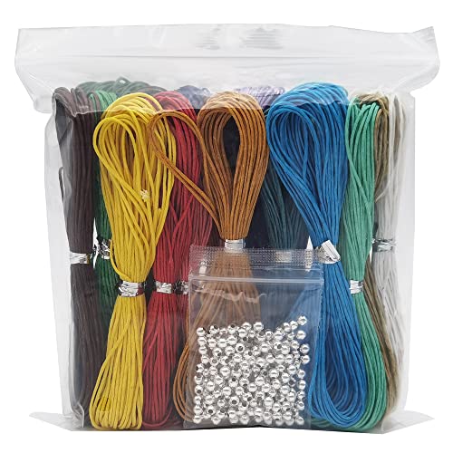 Inspirelle 20 Colors 1Mm Jewelry Making Beading Crafting Macrame Waxed Cotton Cord Thread With 200 Silver Metal Beads, 10 Yards Each Color #TOP1