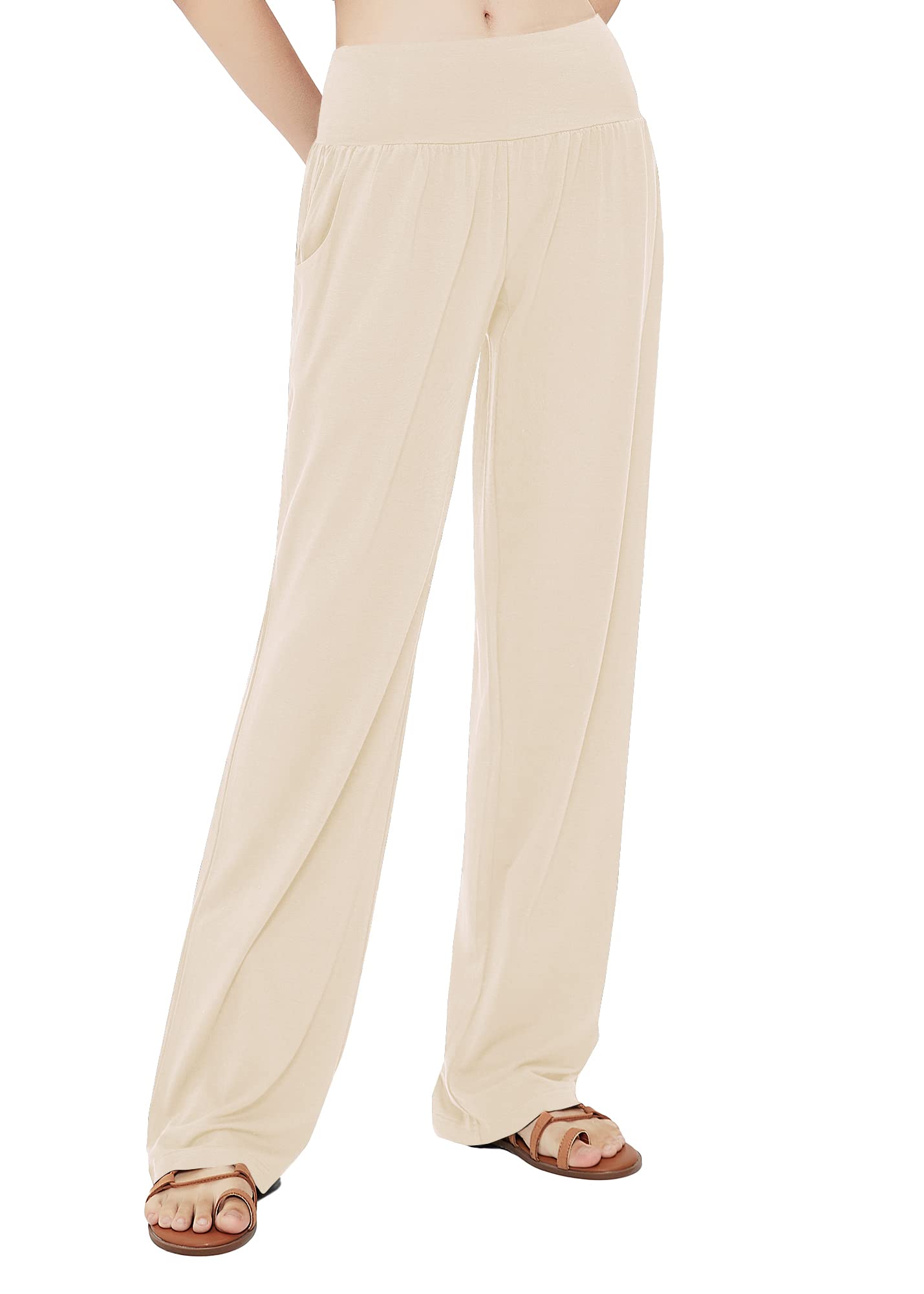 Urban CoCo Women's Comfy Yoga Pants Casual Wide Leg Sweatpants High Waist Stretch Trousers with Pockets