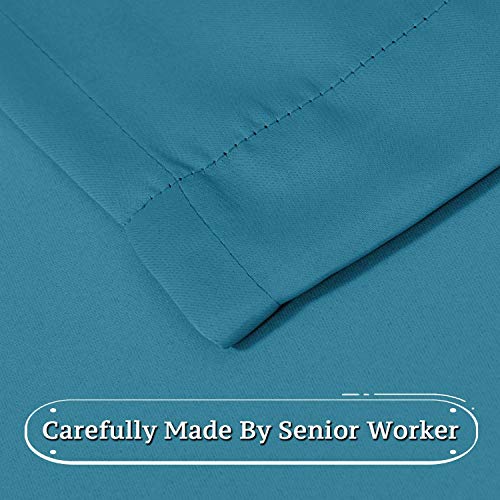 Thermal Insulating Blackout Grommet Top Curtains Ultra Soft Blackout Thermal Insulated Window Curtain Panels Extra Long Curtains Room Darkening 2 Panel Set 52 Wide X 108 Length Inches, Teal #TOP2