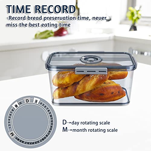 Airtight Bread Box For Kitchen Countertop, Time Record Bread Storage Container, Bread Buddys Dispenser With Lids And Drain Rack, Leakproof Bread Holder For Homemade Bread, Loaf, Bagel, Rolls, And Other Treats #TOP4