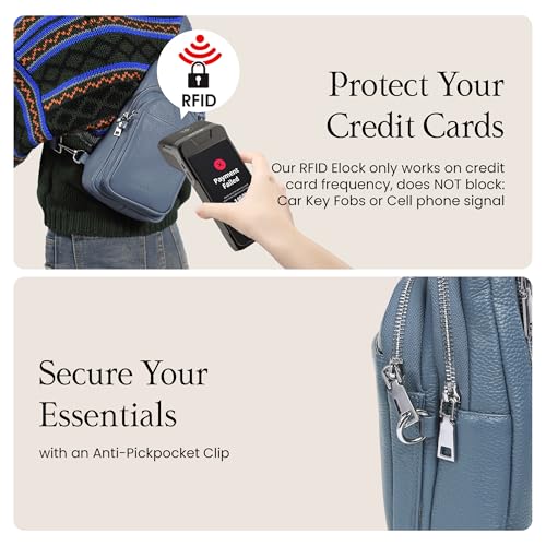 Image of befen Genuine Leather Sling Bag for Women Anti-Theft Crossbody Chest Bags Fanny Packs for Travel with RFID Card Slots