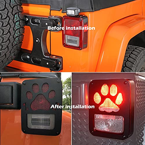 image for Bonbo Matte Black Dog paw Tail Light Cover Protector Cover Trim Exteri