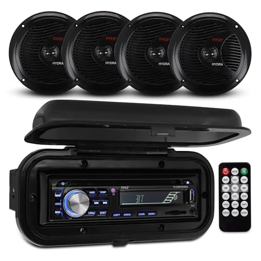 Wireless Bluetooth Marine Audio Stereo-Kit w/ Single DIN Universal Size Radio Receiver,Hands-Free Calling, 6.5' Waterproof Speakers,CD Player,MP3/USB/SD Readers & AM/FM Radio-Pyle PLCDBT95MRB,BLACK