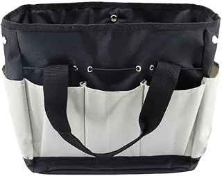 Gardening Tool Tote Bag Multi-Purpose Deluxe Garden Tool Storage Bag with Pockets for Gardening Electrician Maintenance（Black With Grey）