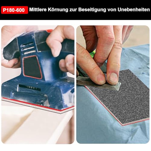 Nadinsta 25 Stück Schleifschwämme, 180-3000 Körnung Flexibles Nass-Trocken-Schleifpapier, Weiches Handschleifblöcke, Schleifpads für Holz Metall Trockenbau Gips Autokarosseriereparatur
