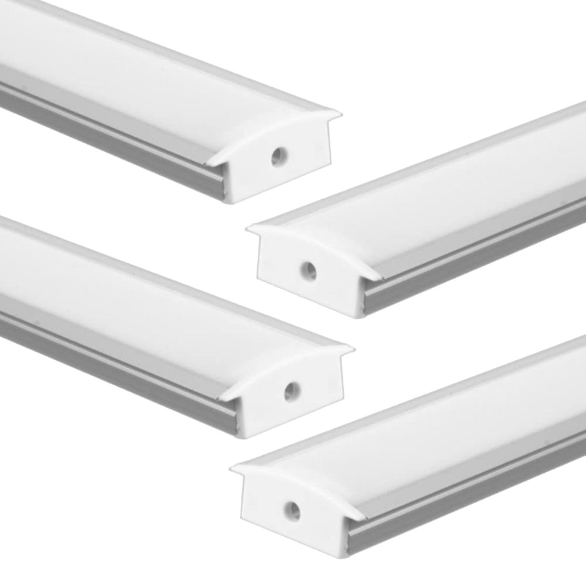 LED ATOMANT Pack 4x Canaleta De Aluminio 1 Metro Para Tiras LED – Con Tapas Y Clips De Montaje – Cubierta Blanca Lechosa