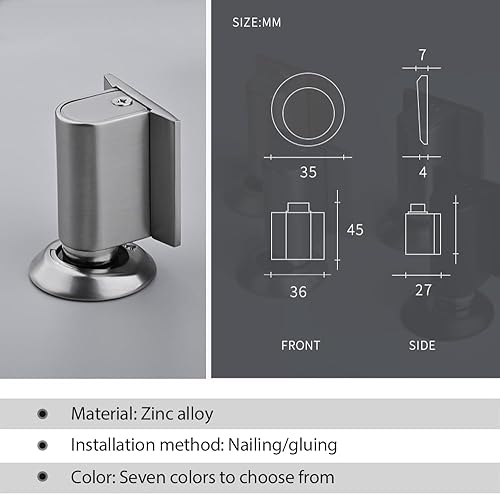 Miniatura 6 de Topes magnéticos mejorados para puerta, sin taladro, invisibles, con tornillos, pegamento sin clavos, resistente, tope de puerta, soporte para