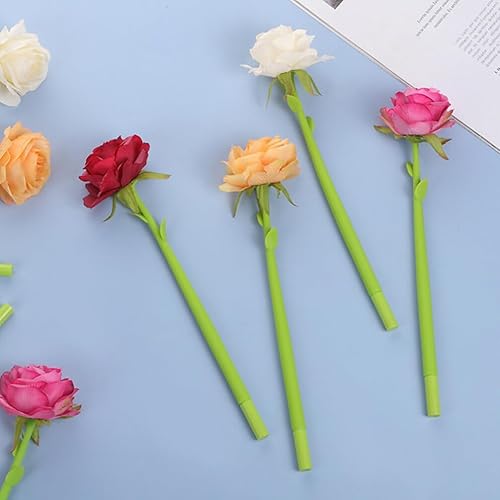 Miniatura 2 de 5 bolígrafos de flores en forma de rosa, bolígrafo de tinta de gel, bolígrafos de ramo de rosas surtidos para suministros de decoración de oficina
