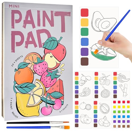 20 Pagine Libro da Colorare ad Acqua per Bambini Piccoli, Dipingi con Set di Pittura ad Acquerello, Libro Magico da Colorare Acqua, Libro di Pittura ad Acquerello per Bambini da 4 a 9 anni (Frutta)