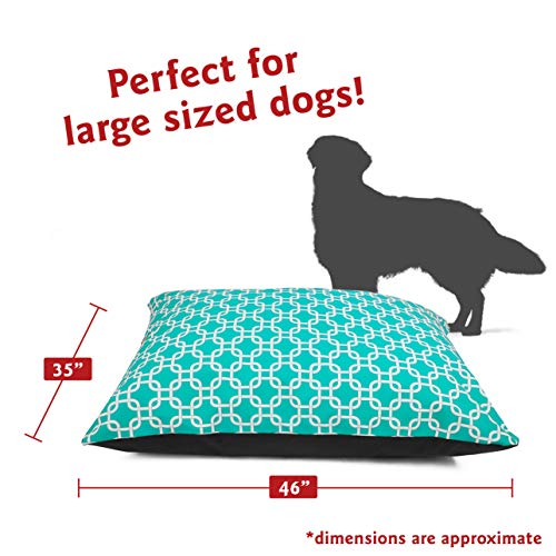 Image of Majestic Pet Large Rectangle Dog Bed Washable Non Slip Comfy Pillow Bed Super Value 46 x 35 Inch Teal
