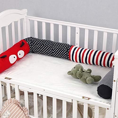 OZCOWBABY protector cuna chichonera Algodón Protector de Cabeza Parachoques Ropa de Cama 200 cm / 78.7 pulgadas Rojo