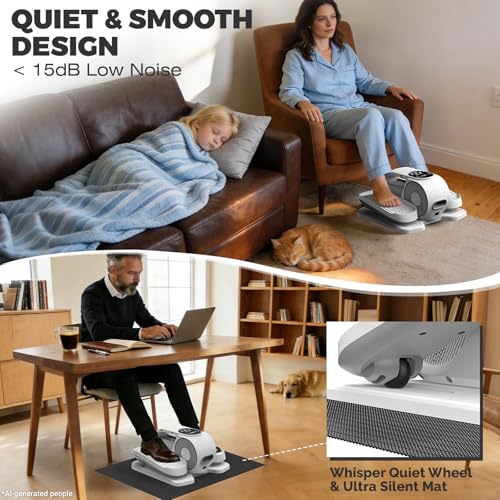 Image of Under Desk Elliptical Machine, 12 Speeds Leg Exerciser as Seen on TV with RF Remote Control for Seniors, Auto & HR Mode Quiet Portable Seated Pedal Exerciser for Home and Office