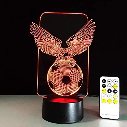 Preisvergleich Produktbild Neu Nachtlicht Fußball Adlerförmige 3D Nachtlicht Hologramm LED Lampe Berührungssensor für Sportfans Beste Geschenk 7 Farbwechsel Lampe Schiff