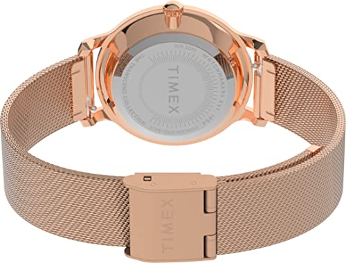 Image of TIMEX Transcend Analog Watch for Women with Black Round Dial & Rose Gold Stainless Steel Bracelet Band Water Resistant Women's Wrist Watches - TW2V52100UJ