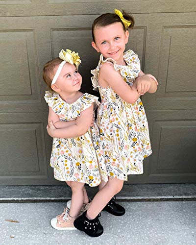 Toddler Baby Girl Sun Dress Wildflower Floral Seaside Beach Dress Overall Outfits Onepiece2