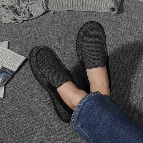 Image of ULTRAIDEAS Men's Moc-Toe Slippers Loafer House Shoes Indoor Outdoor Memory Foam with Breathable&Warm Knit Upper