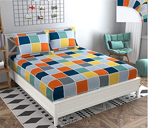 Image of KAWI Micro Fiber Elastic Fitted Bedsheet Double Bed Queen Size (Fits up to 78 inchX 72 inchX 6 inch mattresses) - Red and Grey Color.