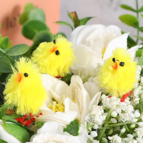 DEARMAMY 60Pcs Mini Chicks Set Yellow Chicks Easter Fur Plastic Plush Chicken Figures Miniature Ornament for Bonnet Decoration Egg Hunt - Image 4