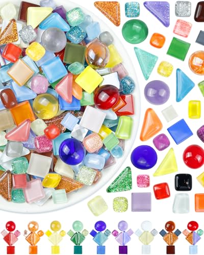 FIVEIZERO 420g Mosaic Tiles for Crafts - 280Pcs Glass Mosaic