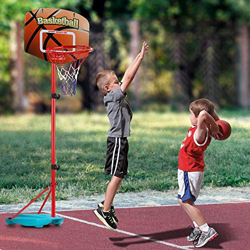 AOKESI Basketball Hoop with 3 Balls for Toddler and Kids Set, Adjustable Height from 2.7 to 6.3 feet, Indoor Basketball Toys for Boys Girls Baby Outdoor Sports Play for Kids Aged 3 4 5